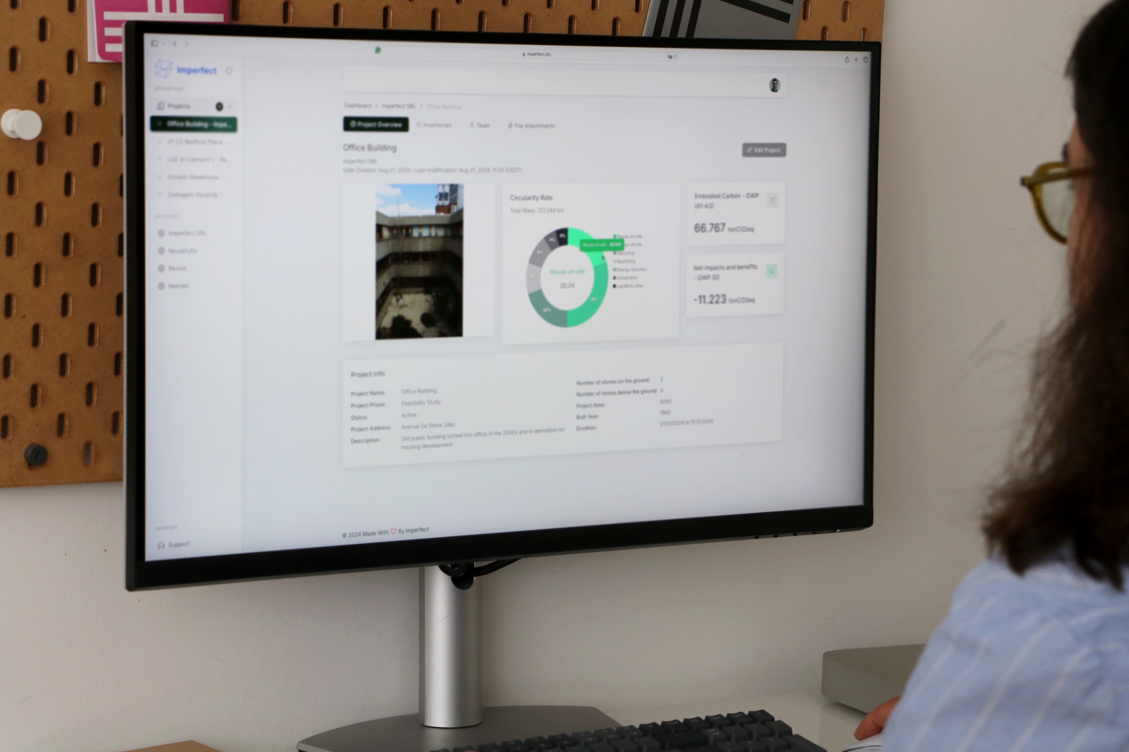 Imperfect platform dashboard displayed on a monitor.